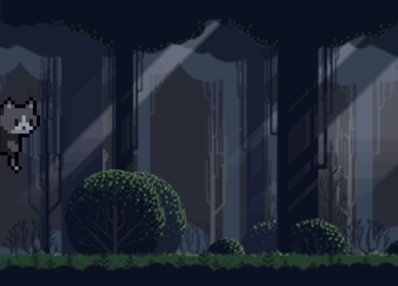 Screenshot of a VSCodePets cat climbing in a forest